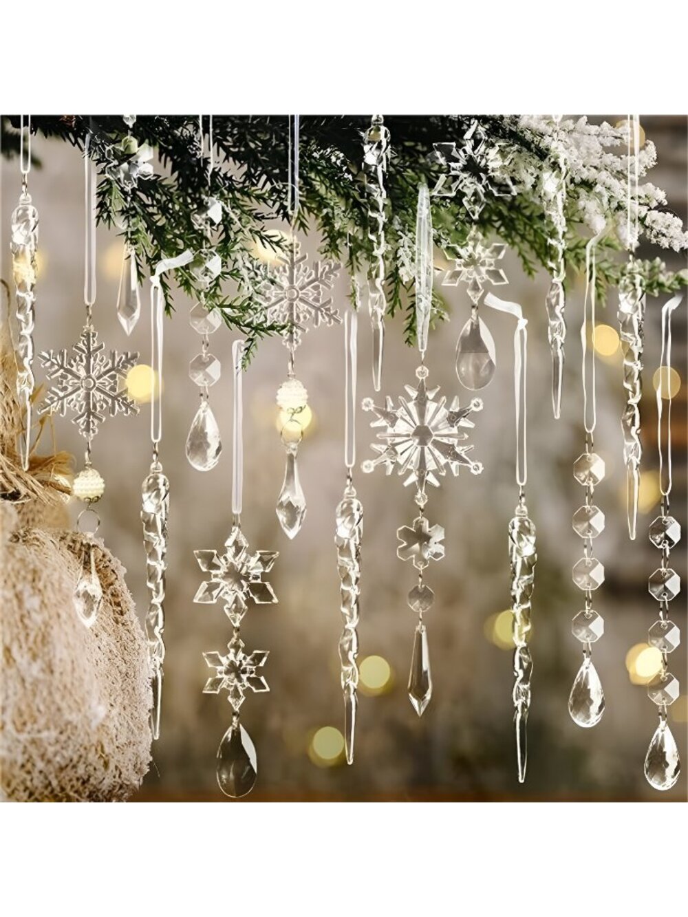 18pcs Christmas Tree Decoration Crystal Ornaments